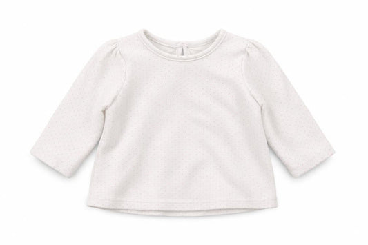 Front view of George girls’ white spotted jumper, size 3-6, months