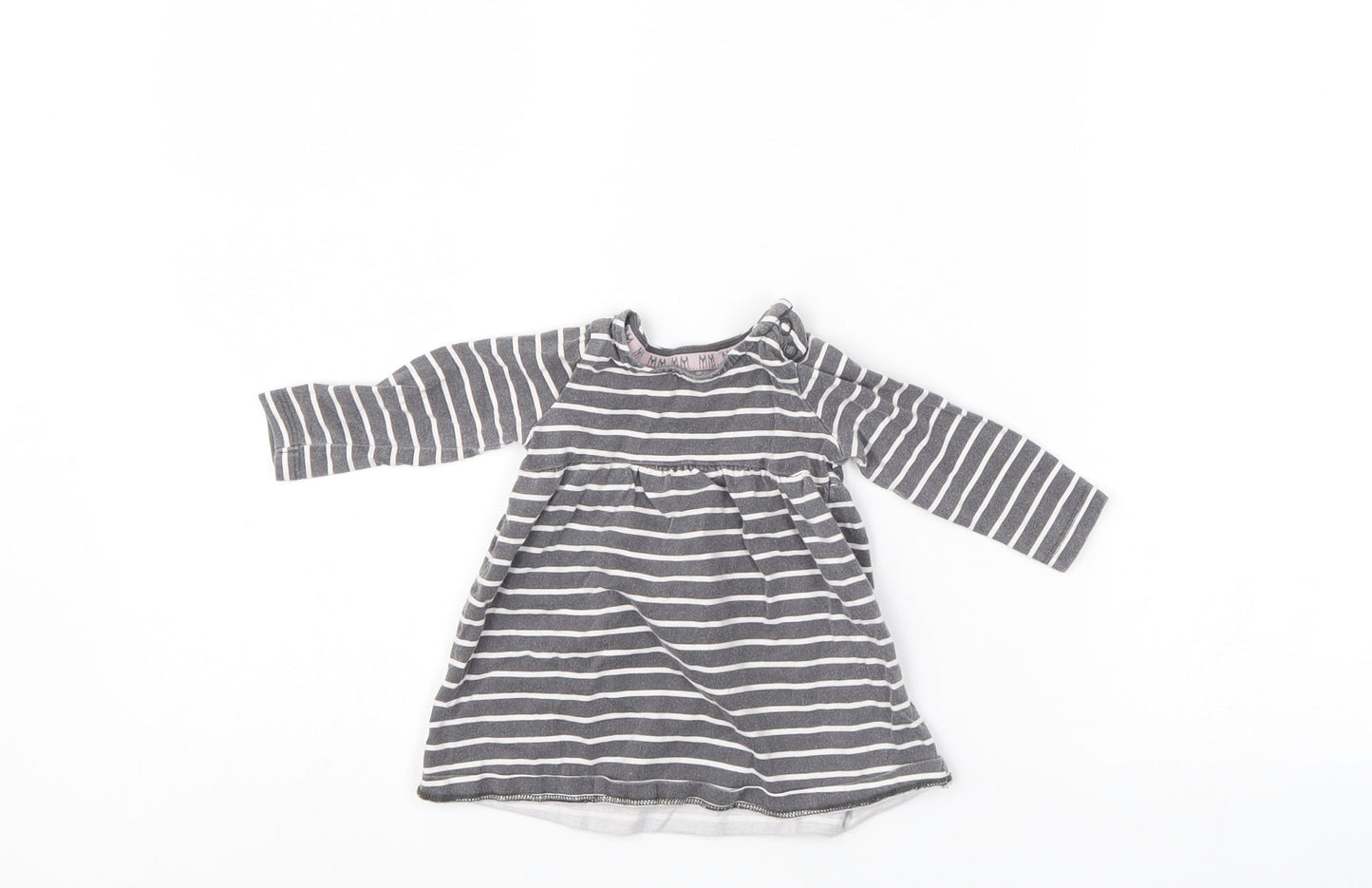 F&F Girls Grey Striped  Shift  Size 0-3 Months