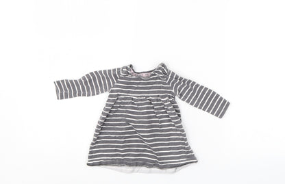 F&F Girls Grey Striped  Shift  Size 0-3 Months