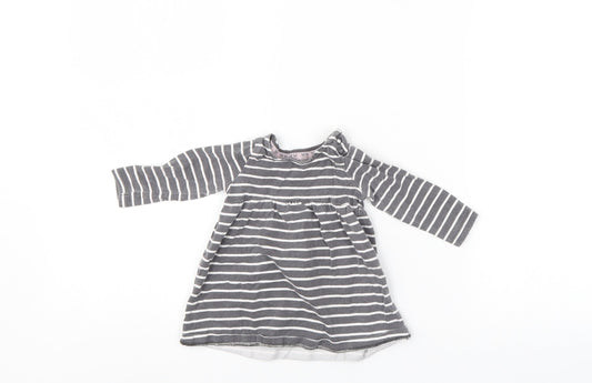 F&F Girls Grey Striped  Shift  Size 0-3 Months