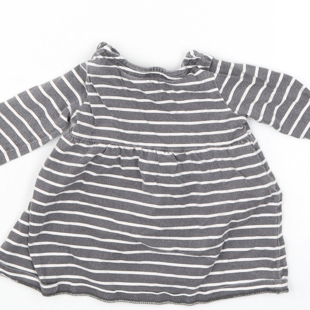 F&F Girls Grey Striped  Shift  Size 0-3 Months