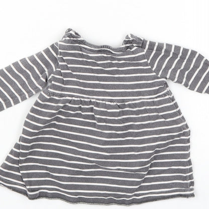 F&F Girls Grey Striped  Shift  Size 0-3 Months