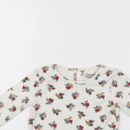 Primark Girls White Floral  Pullover Jumper Size 18-24 Months