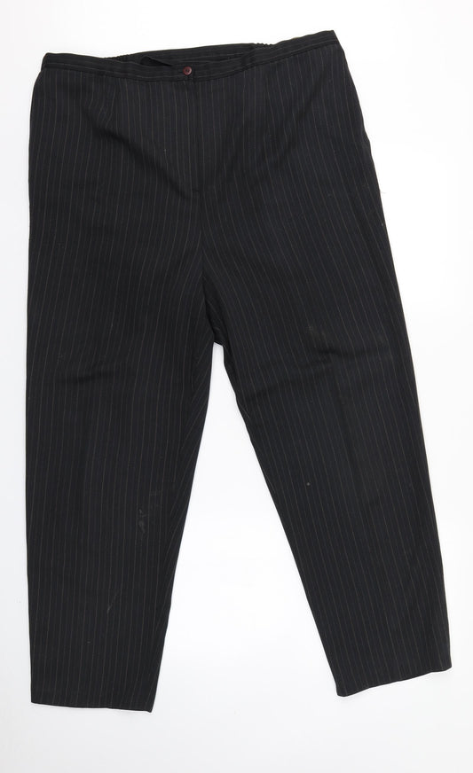 essence Womens Black Striped  Trousers  Size 22 L26 in