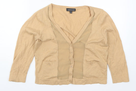 Womens UK Size 10 Wallis Beige Cardigan Jumper