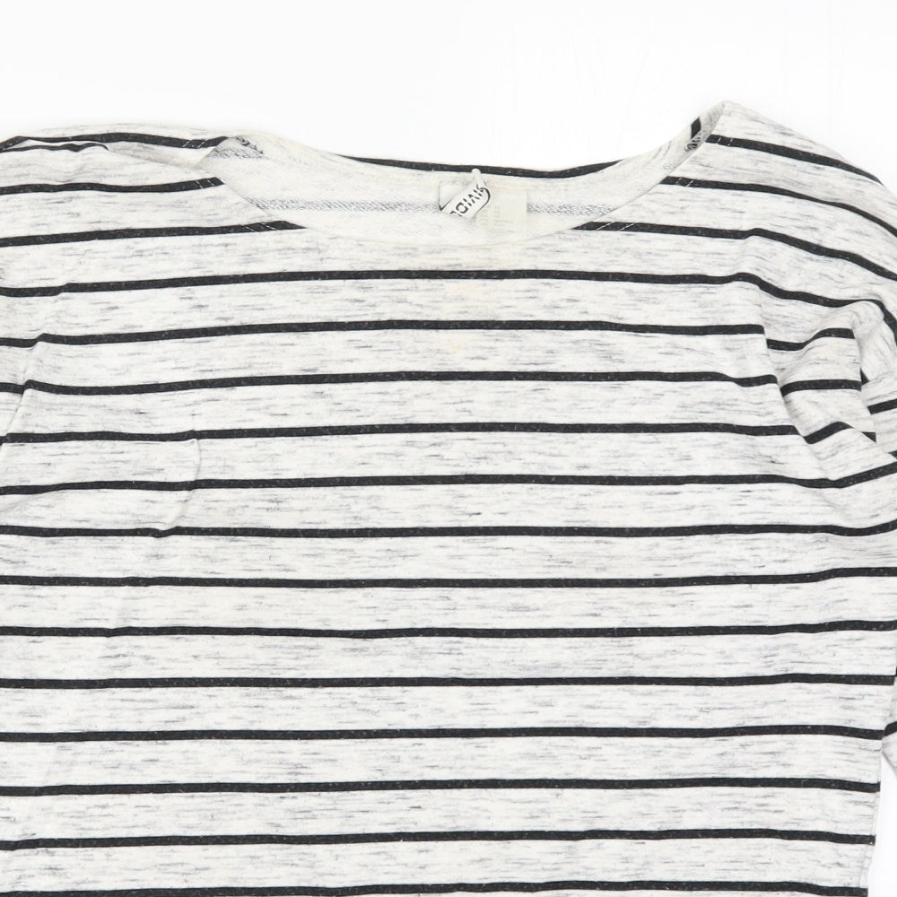 H&M Womens Grey Striped  Pullover Sweatshirt Size XS