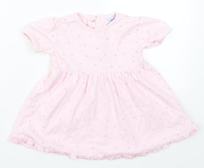 Cherokee Girls Pink Geometric  Skater Dress  Size 9-12 Months  - Love Hearts