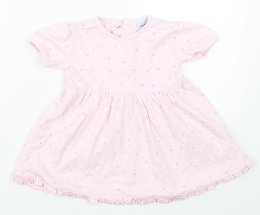 Cherokee Girls Pink Geometric  Skater Dress  Size 9-12 Months  - Love Hearts