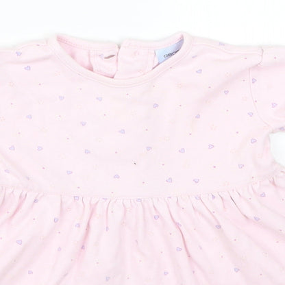 Cherokee Girls Pink Geometric  Skater Dress  Size 9-12 Months  - Love Hearts