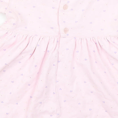 Cherokee Girls Pink Geometric  Skater Dress  Size 9-12 Months  - Love Hearts