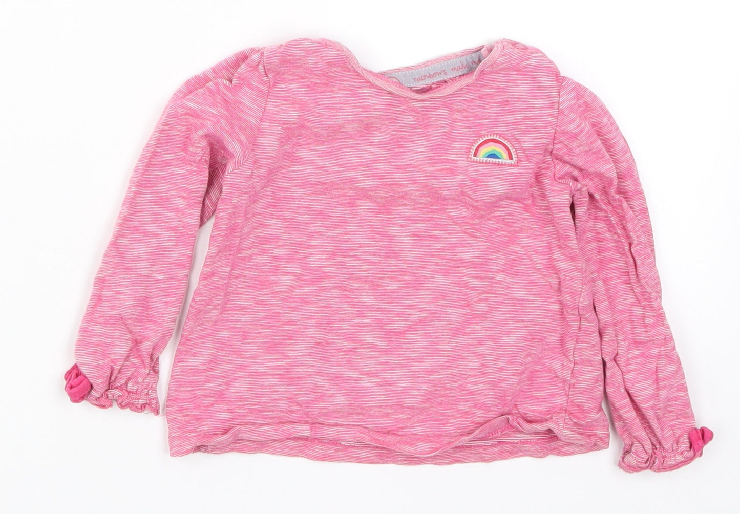 F&F Girls Pink   Basic T-Shirt Size 9-12 Months  - Rainbow