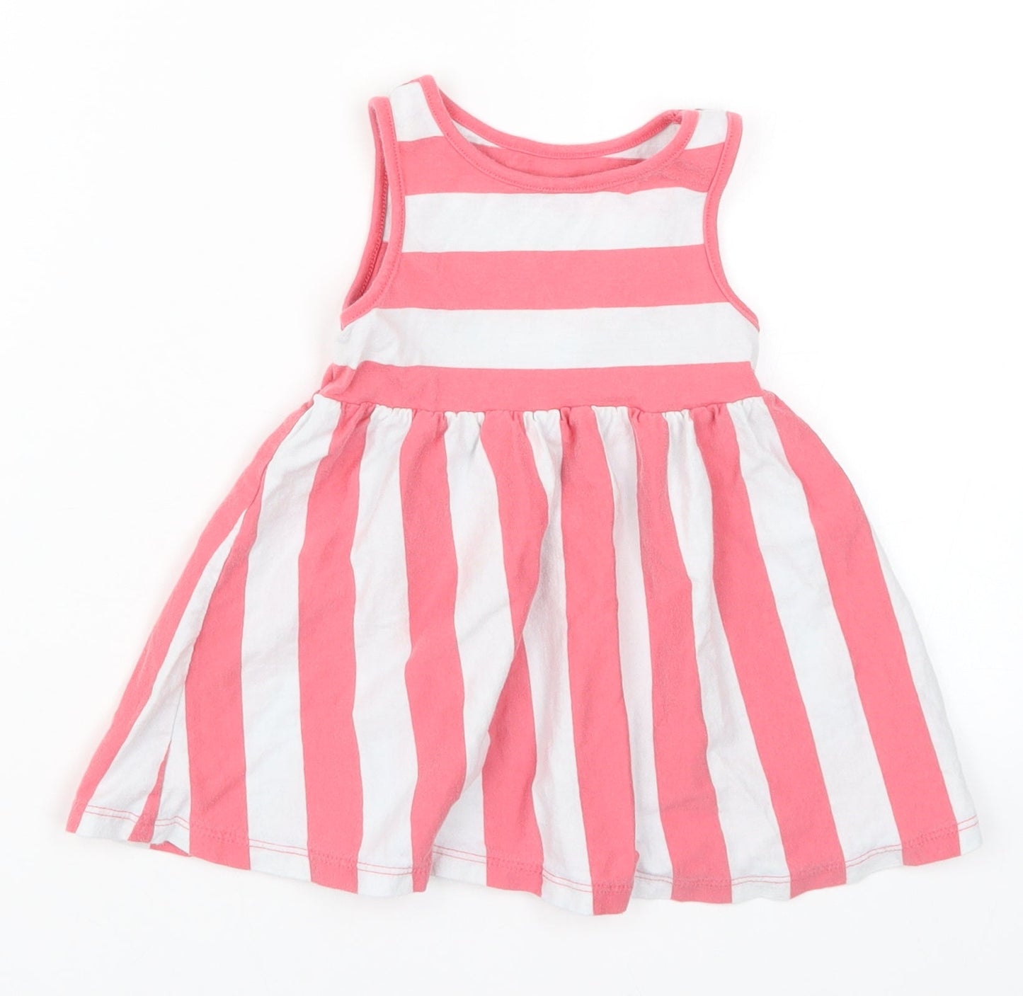 F&F Girls Red Striped  Skater Dress  Size 12-18 Months