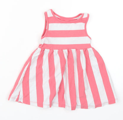 F&F Girls Red Striped  Skater Dress  Size 12-18 Months