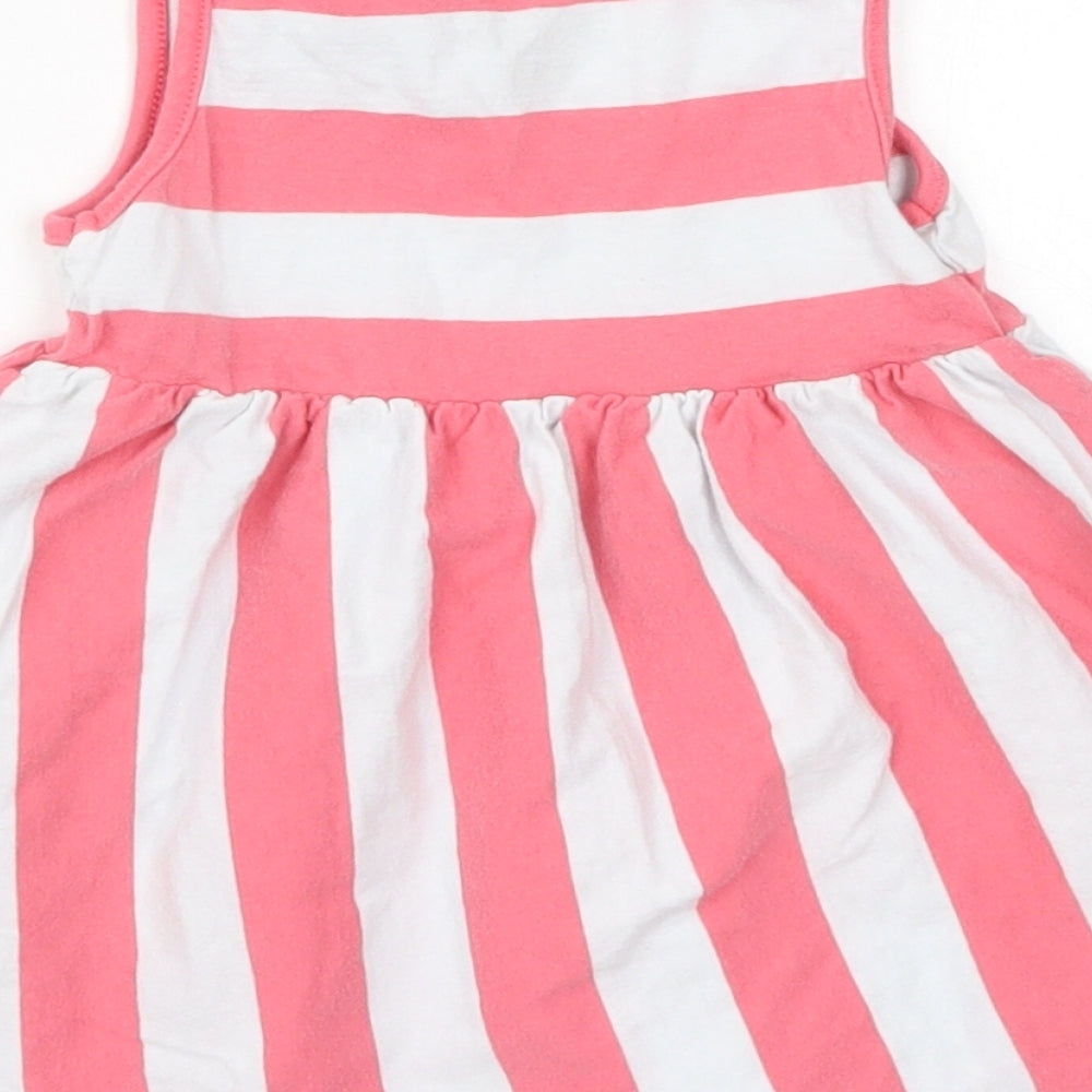 F&F Girls Red Striped  Skater Dress  Size 12-18 Months