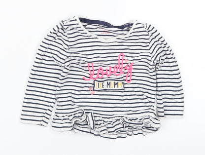 Primark Girls Blue Striped  Basic T-Shirt Size 9-12 Months  - Lovely Like Mummy