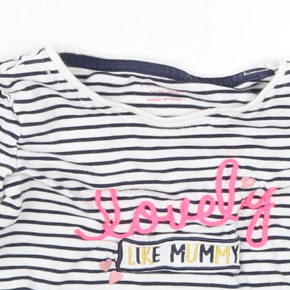 Primark Girls Blue Striped  Basic T-Shirt Size 9-12 Months  - Lovely Like Mummy