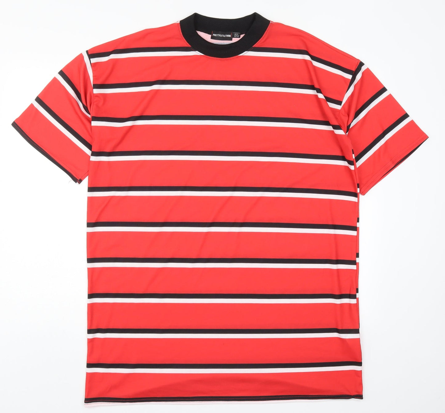 PRETTYLITTLETHING Womens Red Striped  T-Shirt Dress  Size 6