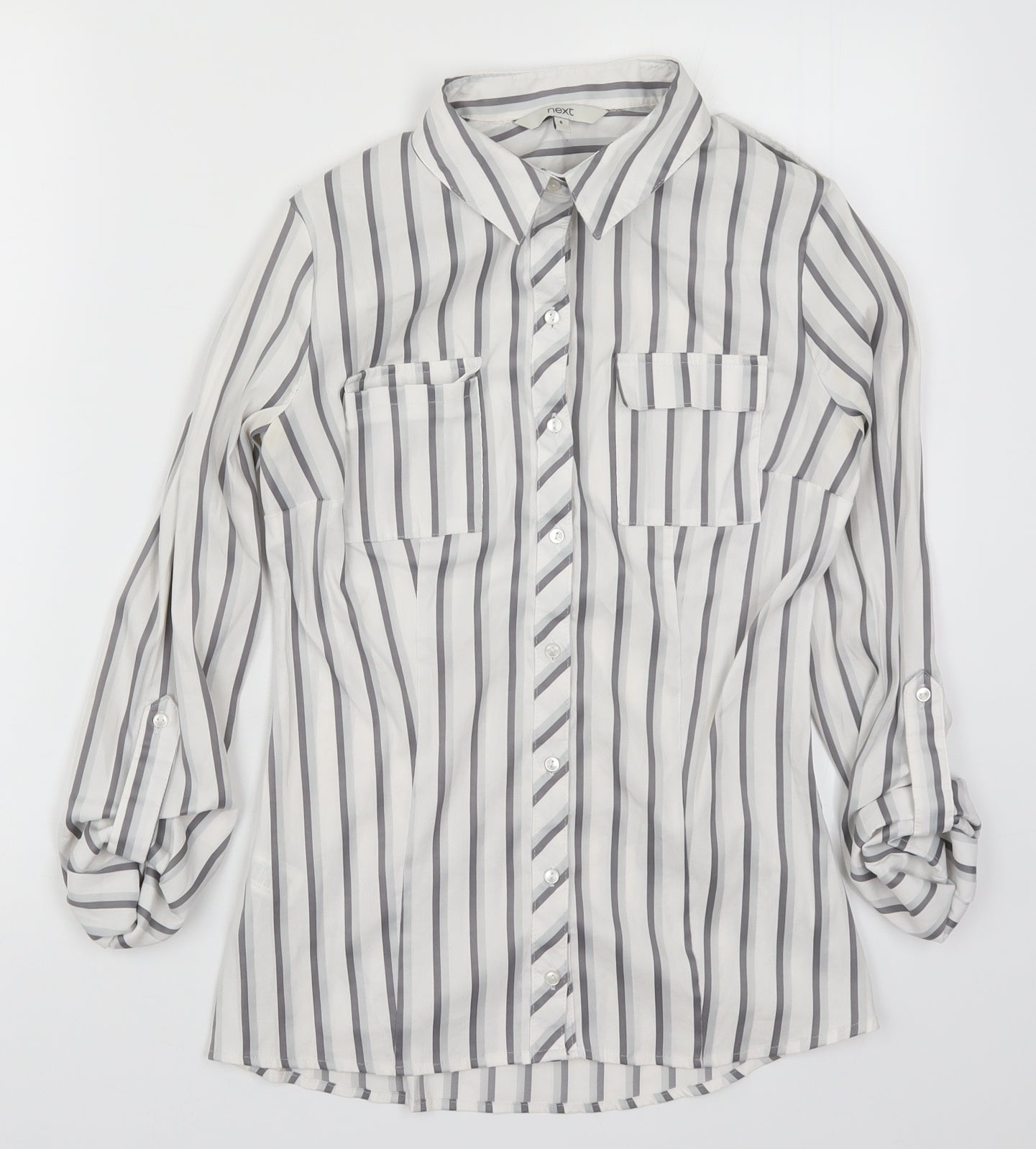 Womens UK Size 6 NEXT White Basic Button-Up