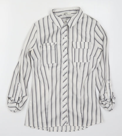 Womens UK Size 6 NEXT White Basic Button-Up
