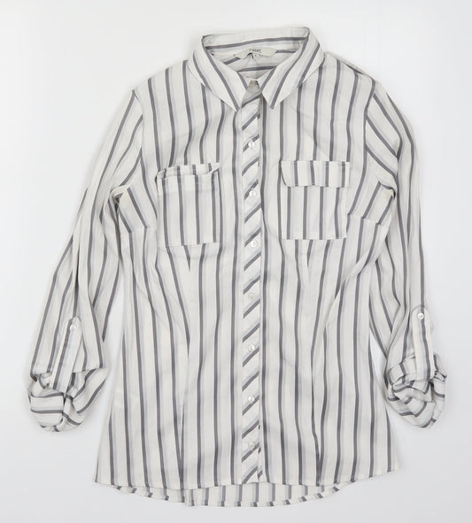Womens UK Size 6 NEXT White Basic Button-Up