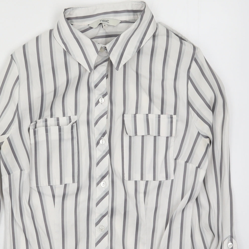 Womens UK Size 6 NEXT White Basic Button-Up