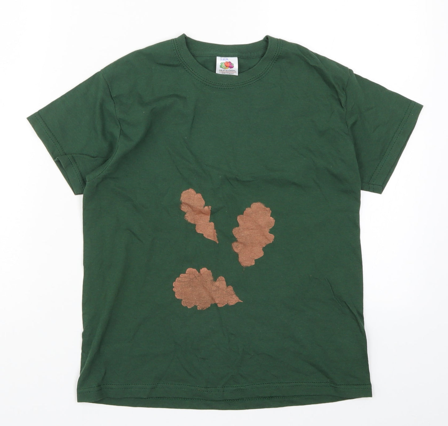 Fruit of the Loom Girls Green   Basic T-Shirt Size 7-8 Years  - Leaves