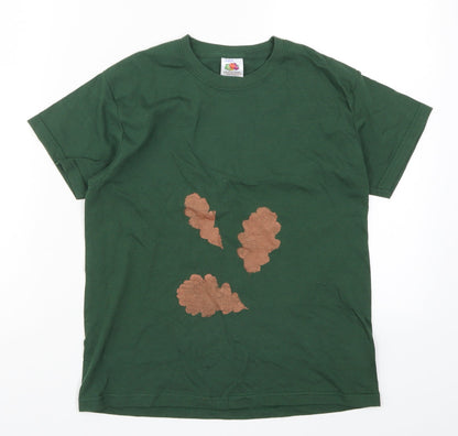 Fruit of the Loom Girls Green   Basic T-Shirt Size 7-8 Years  - Leaves