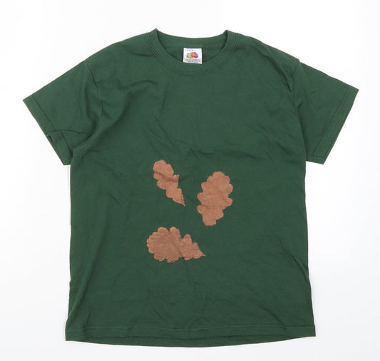 Fruit of the Loom Girls Green   Basic T-Shirt Size 7-8 Years  - Leaves