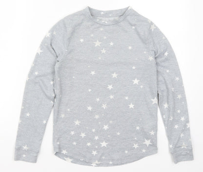 Peacocks Girls Grey Geometric  Top Pyjama Top Size 10-11 Years  - Stars