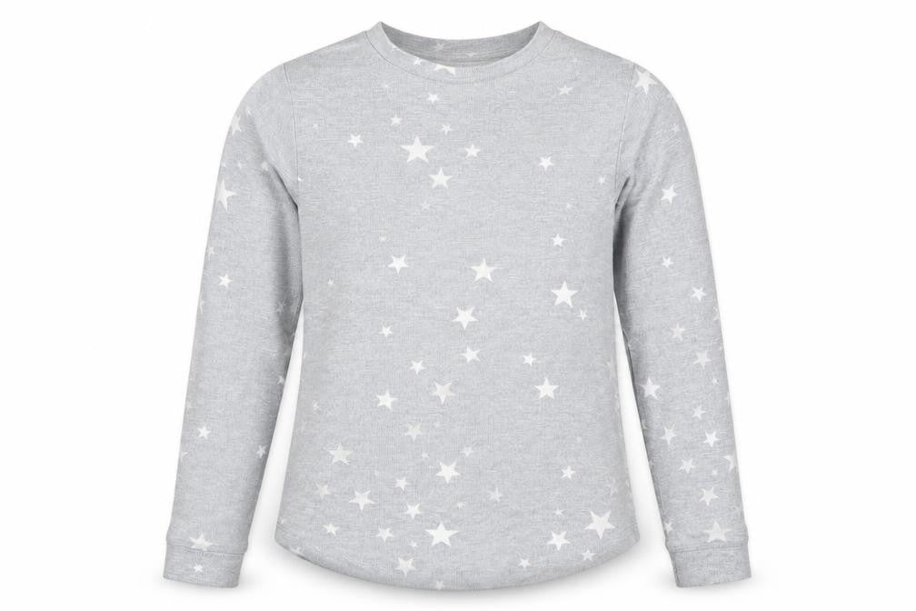 Peacocks Girls Grey Geometric  Top Pyjama Top Size 10-11 Years  - Stars
