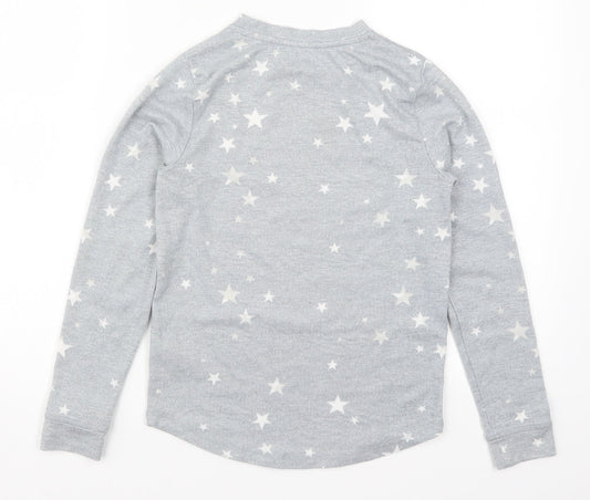 Peacocks Girls Grey Geometric  Top Pyjama Top Size 10-11 Years  - Stars
