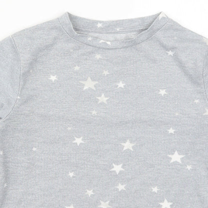 Peacocks Girls Grey Geometric  Top Pyjama Top Size 10-11 Years  - Stars