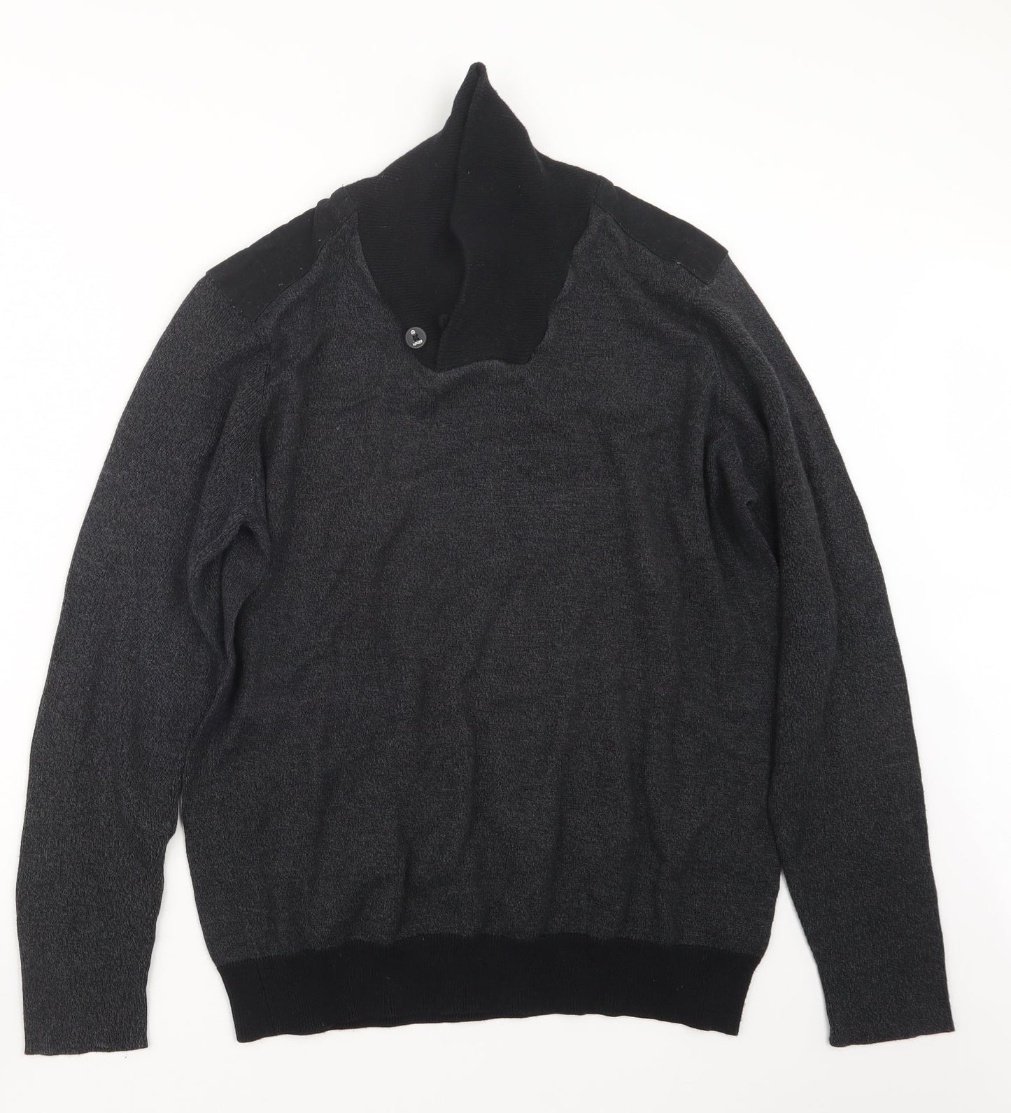 F&F Mens Black  Knit Pullover Jumper Size L
