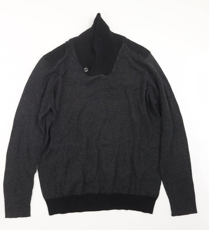 F&F Mens Black  Knit Pullover Jumper Size L