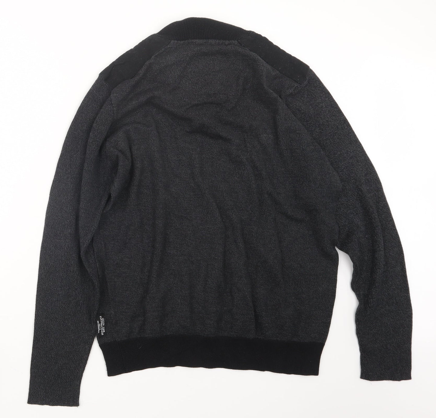 F&F Mens Black  Knit Pullover Jumper Size L