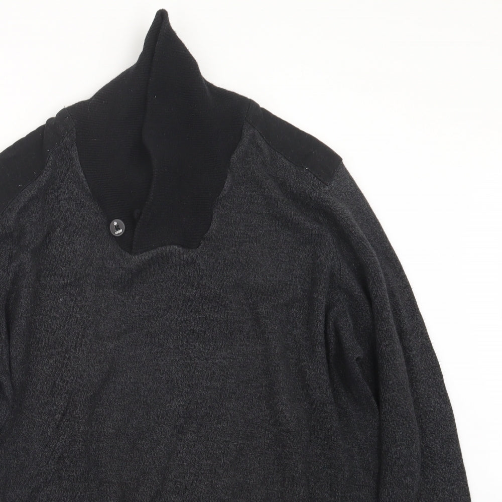 F&F Mens Black  Knit Pullover Jumper Size L