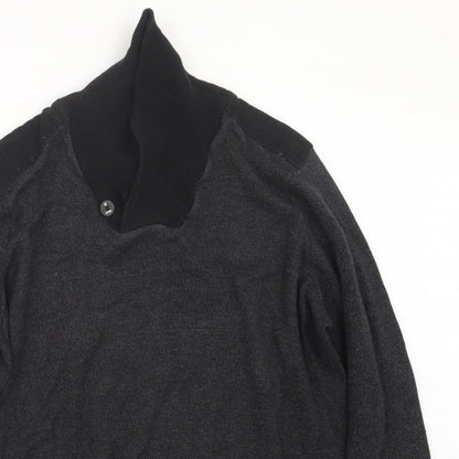 F&F Mens Black  Knit Pullover Jumper Size L
