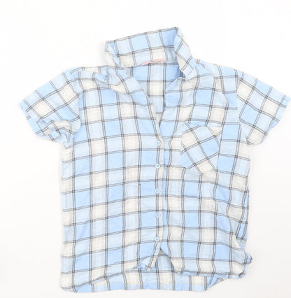 Boux Avenue Womens Blue Check  Top Pyjama Top Size 8