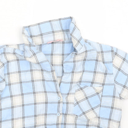 Boux Avenue Womens Blue Check  Top Pyjama Top Size 8