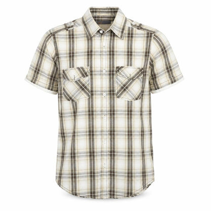 Mens UK Size M Trait Brown  Button-Up Short Sleeve Casual Shirt