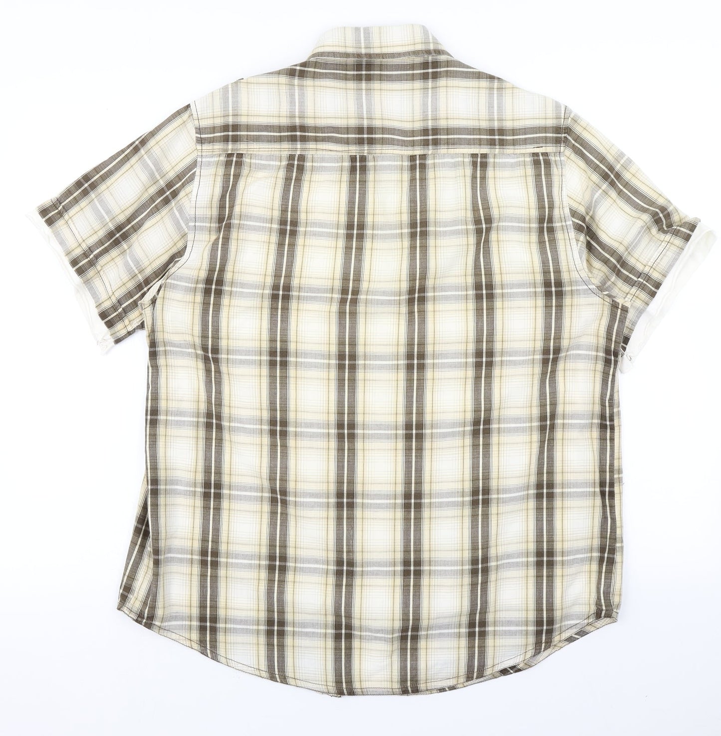 Mens UK Size M Trait Brown  Button-Up Short Sleeve Casual Shirt