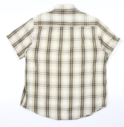 Mens UK Size M Trait Brown  Button-Up Short Sleeve Casual Shirt