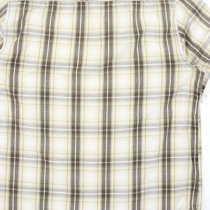 Mens UK Size M Trait Brown  Button-Up Short Sleeve Casual Shirt