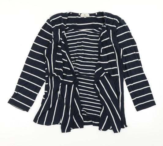 CC Womens Blue Striped  Basic T-Shirt Size S  - With cardigan