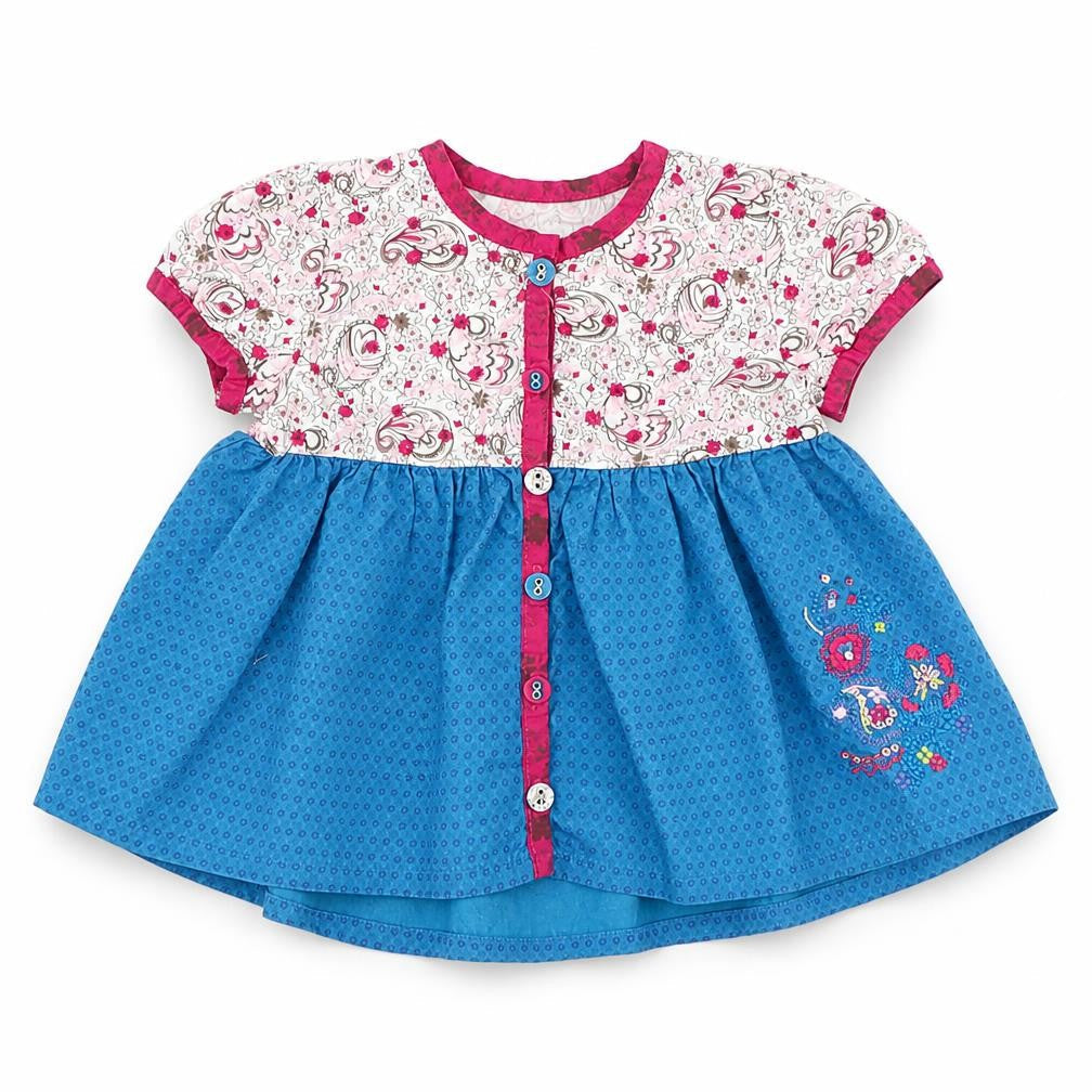 mamas & papas Girls Blue Floral  Skater Dress  Size 3-6 Months