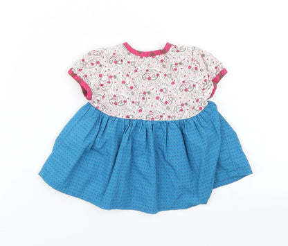 mamas & papas Girls Blue Floral  Skater Dress  Size 3-6 Months