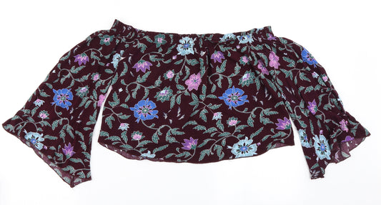 Womens UK Size 10 Diffuse Purple Cropped Blouse