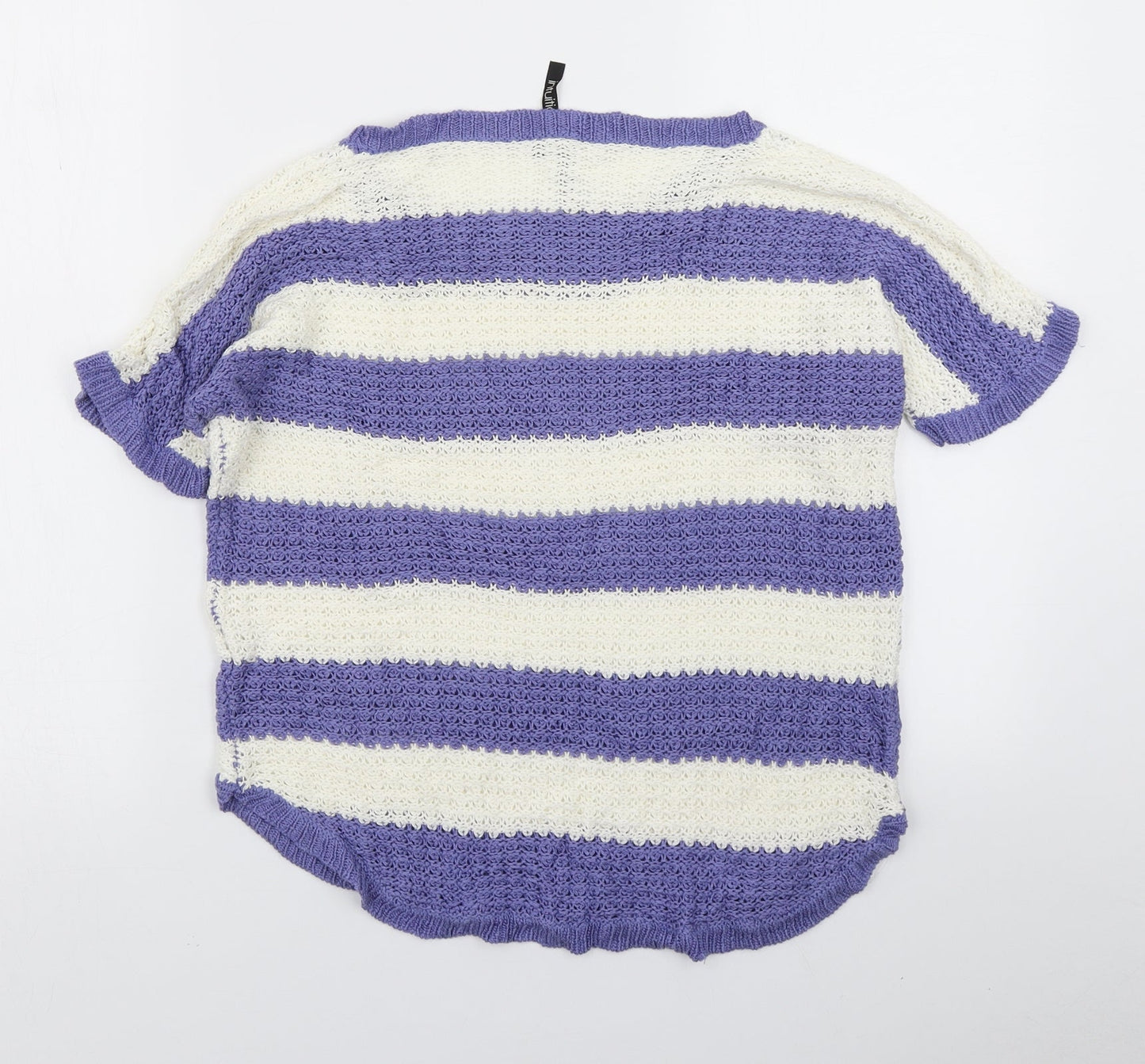 Intuition Womens Purple Striped Knit Pullover Jumper Size 12