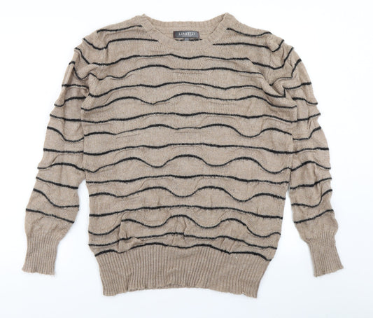 Limited Collection Womens Brown Striped Knit Pullover Jumper Size M