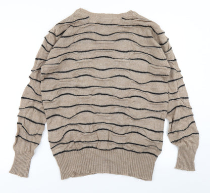 Limited Collection Womens Brown Striped Knit Pullover Jumper Size M